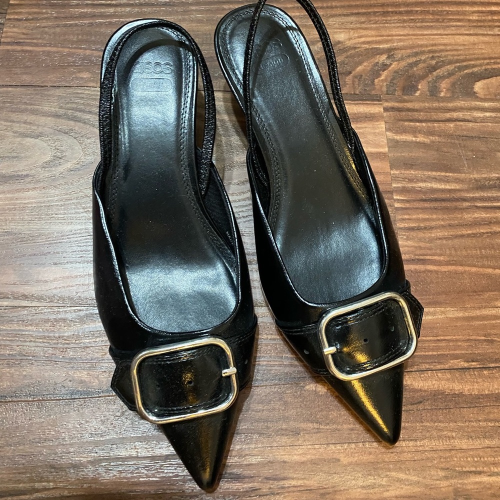 buckle slingback kitten heel